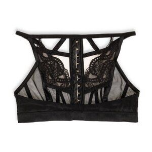 New! Livy SNAKE Lace Shadow Soft Bralette Black Sheer Chic Size S 1730